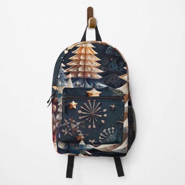 Item preview, Christmas trees and stars whimsical navy blue gold red designed and sold by Inktown.