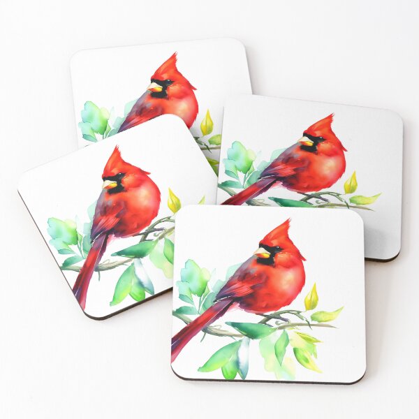 Item preview, Colorful red cardinal watercolor designed and sold by ColorOfBirds.