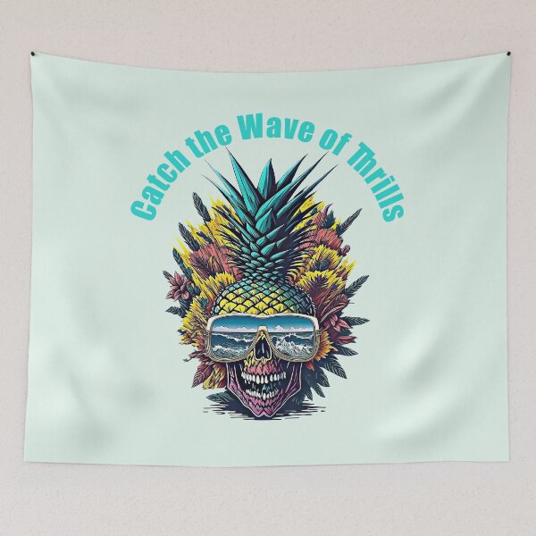 Item preview, Copy of Summer color in skull Pineapple face, fruit summer, retro style designed and sold by Collagedream.