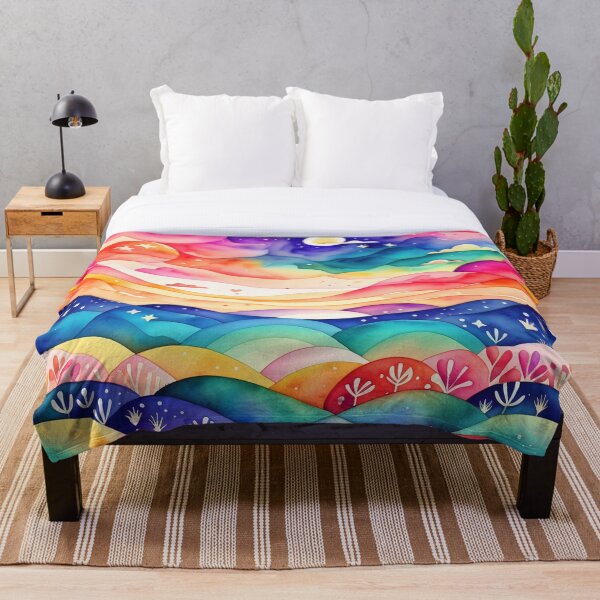 Item preview, Rainbow Watercolor Hills designed and sold by magicwillow.
