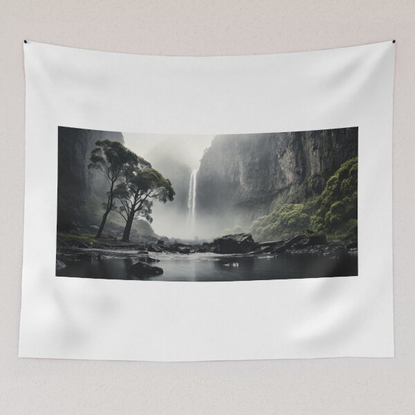 Item preview, Nature's Symphony: Majestic Waterfall Cascading Down a Rocky Cliff designed and sold by wooramsol.