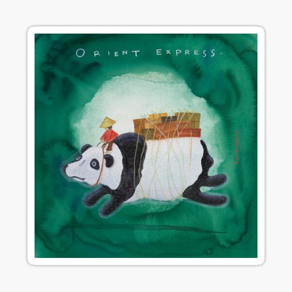 Item preview, Big Panda Bear delivers gift packages like a Courier - Painting by Lisa Rotenberg designed and sold by Lisa Rotenberg.