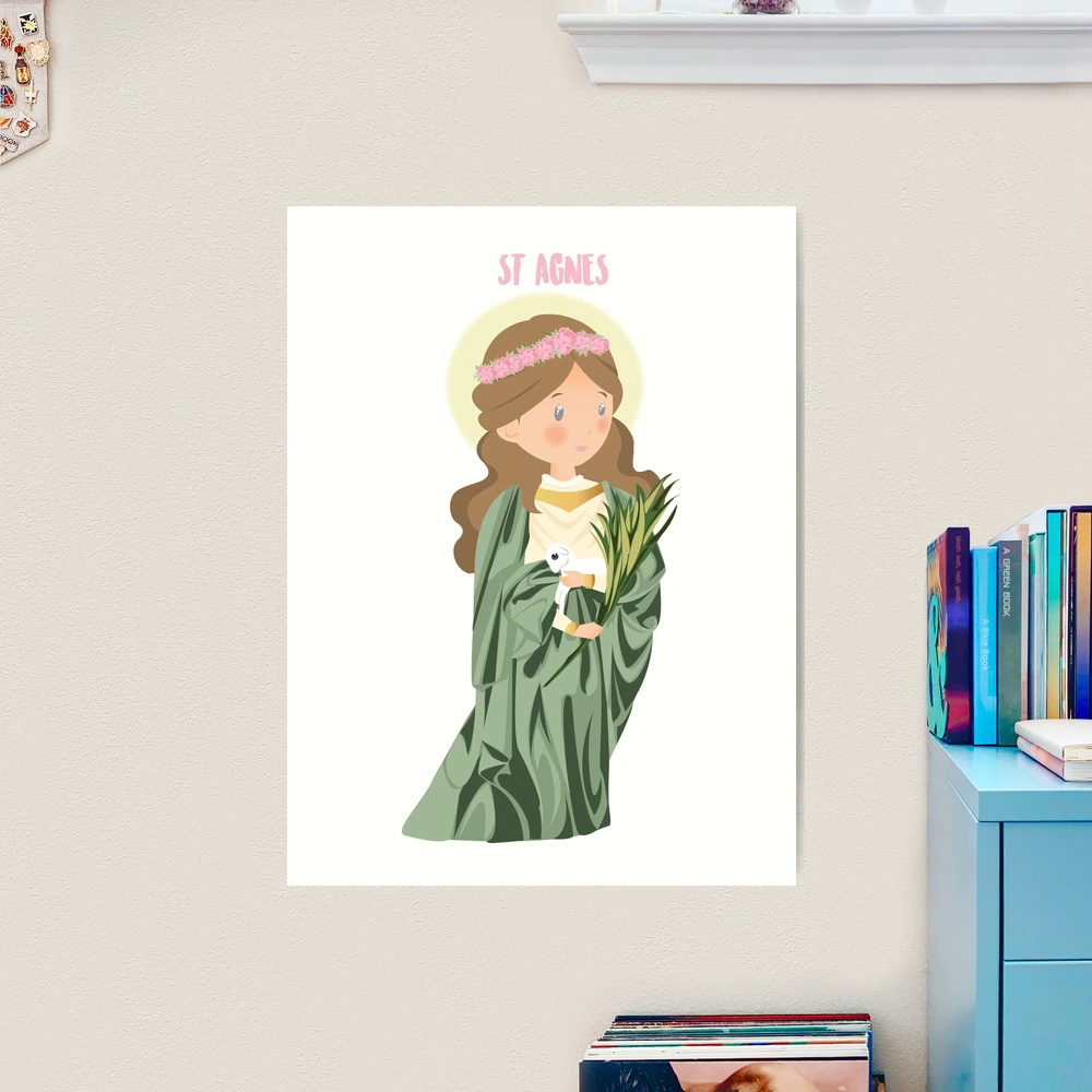 Lámina artística con la obra «Santa Inés con ovejita» de AlMAO2O