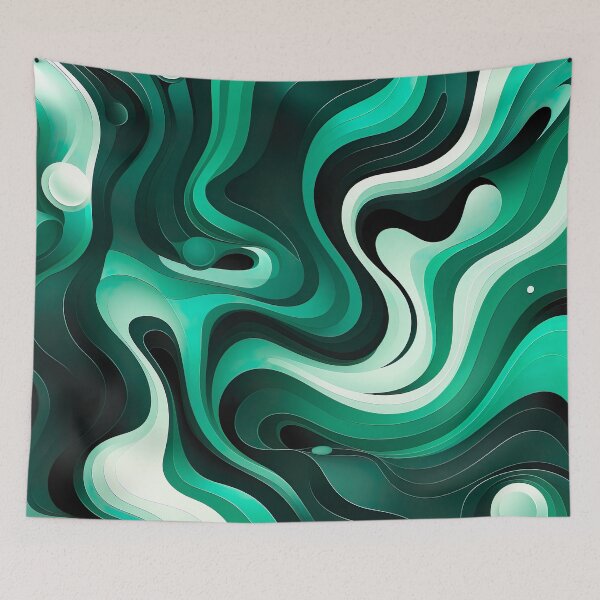 Item preview, Emerald Waves - A Playful Abstract Illustration of Fluid Landscapes designed and sold by vadimcarazan.