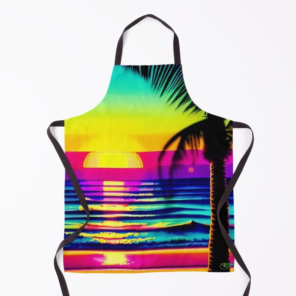 Aperçu de l'œuvre Années 80 Neon Abstract Beach Serenity 48 créée et vendue par Benito Del Ray.