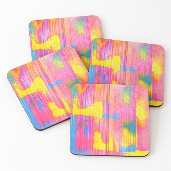 Item preview, Seek Joy, Hot Pink Abstract Smear Painting with Yellow and Blue designed and sold by Daydreamer Alley.