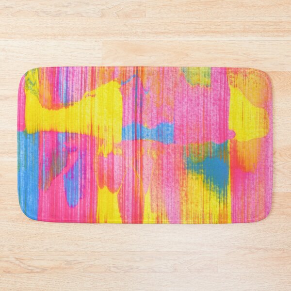 Item preview, Seek Joy, Hot Pink Abstract Smear Painting with Yellow and Blue designed and sold by Daydreamer Alley.