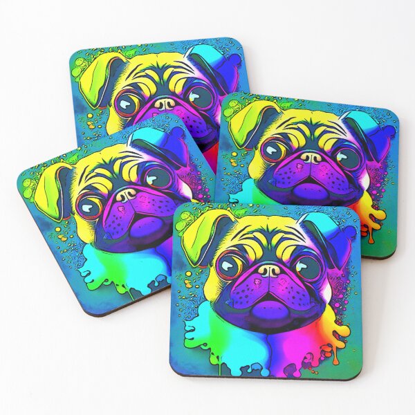 Item preview, Pug in Rainbow colors designed and sold by RedBluffTraders.