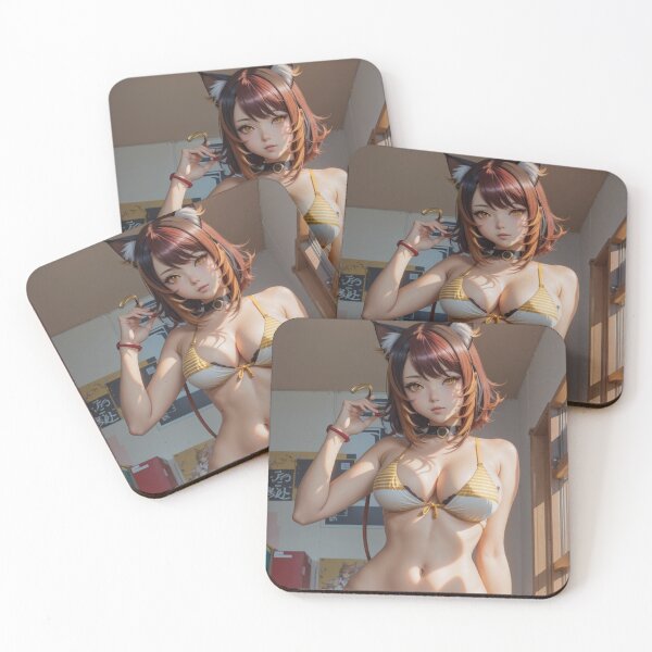 Item preview, Vibrant Catgirl in Yellow and White Bathing Suit designed and sold by Electric-Easel.
