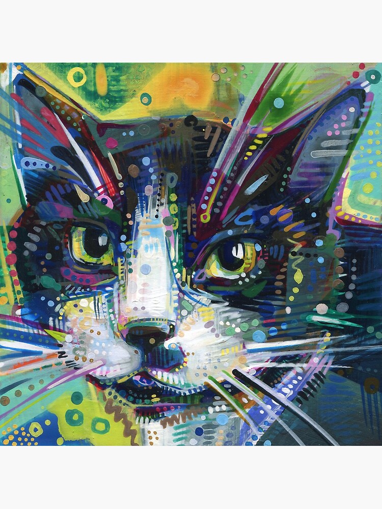 Thumbnail 3 of 3, Poster, Tuxedo Cat Face designed and sold by gwennpaints.