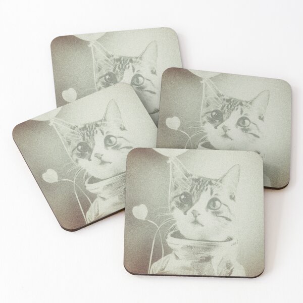 Item preview, Astronaut cat with balloons designed and sold by Melancholy & Whimsy.