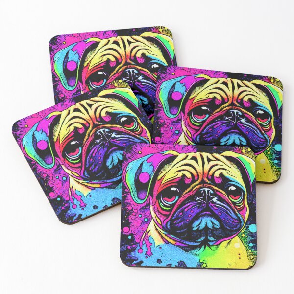 Item preview, Pug in Rainbow colors 4 designed and sold by RedBluffTraders.