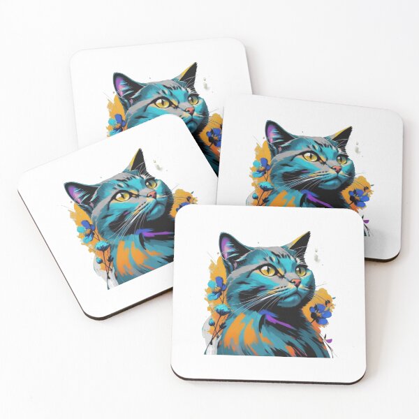Item preview, Colorful painted cat portre designed and sold by Coverex.