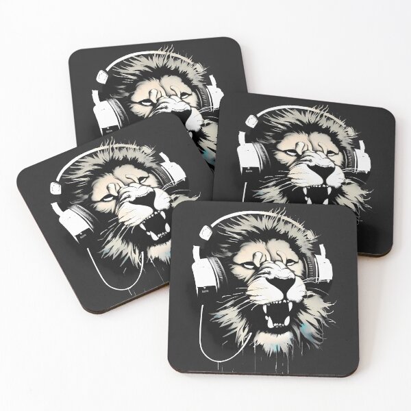 Item preview, lion with headphones designed and sold by Fantes.