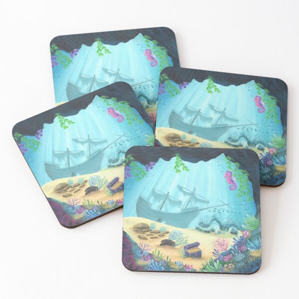 Item preview, Underwater shipwreck scene with sunken treasure designed and sold by Dew Drop Crafts .