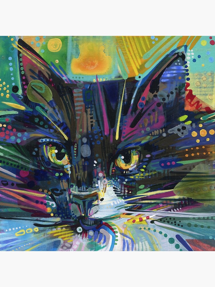 Black and white maine coon cat painting - 2011 by gwennpaints