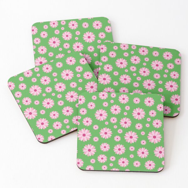 Item preview, Cute Pink Flowers in Classic Green Pattern  designed and sold by ClaudiaFlores.