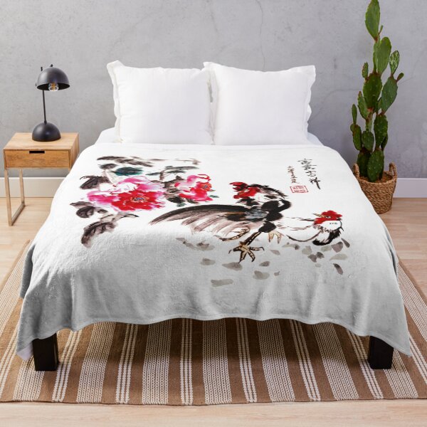 Item preview, Chicken (Rooster and Hen) Under Peony Chinese Brush Ink Painting designed and sold by joannahliu.