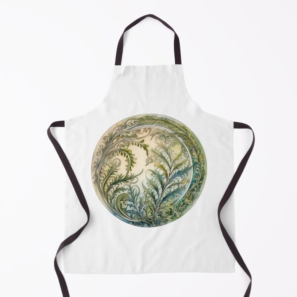 Item preview, Watercolour Art Nouveau Inspired Green Fern Leaves Swirl designed and sold by DarlaEdnaFleur.