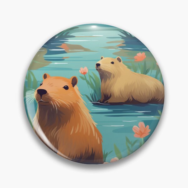 Item preview, Cute capybaras at the river designed and sold by pamelawille.