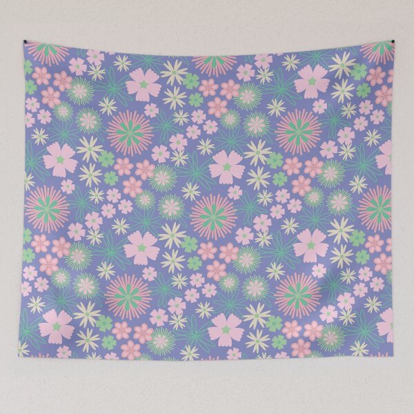 Item preview, SECRET GARDEN Floral Botanical Cottage Garden Flowers in Pastel Purple Pink White Green - UnBlink Studio by Jackie Tahara designed and sold by Jackie Tahara of UnBlink Studio.