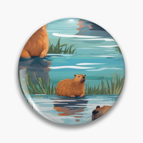 Item preview, Cute capybaras at the river designed and sold by pamelawille.