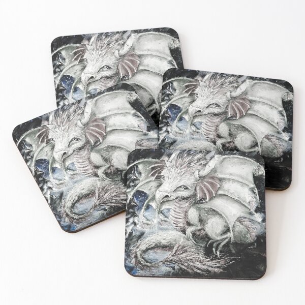Item preview, Small white Dragon, edited oil painting by Marina Daniluka,  designed and sold by MariDaniArt.