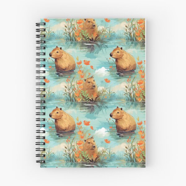 Item preview, Cute capybaras at the river and flowers designed and sold by pamelawille.