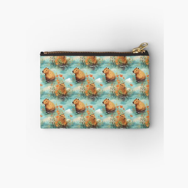 Item preview, Cute capybaras at the river and flowers designed and sold by pamelawille.