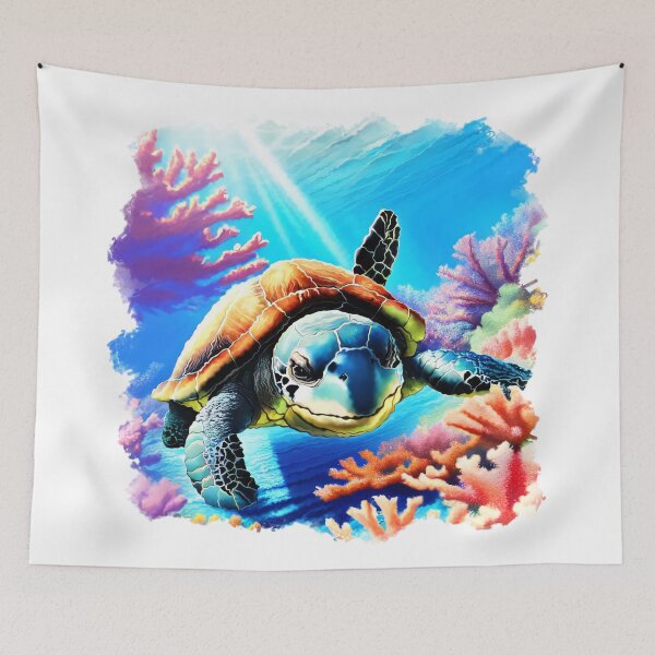 Item preview, A cute sea turtle swimming between the coral (2) designed and sold by ExpressioNation Origin.