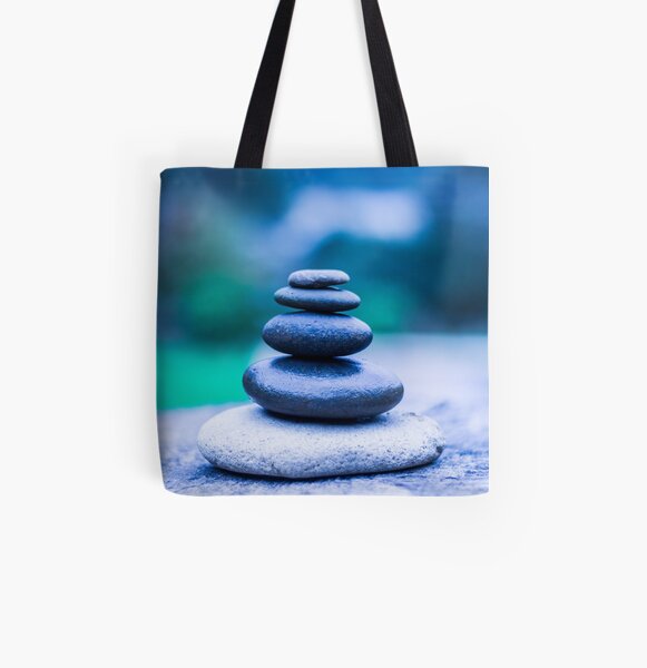Zen stones blue All Over Print Tote Bag