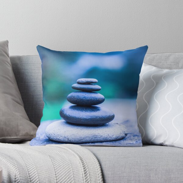 Zen stones blue Throw Pillow