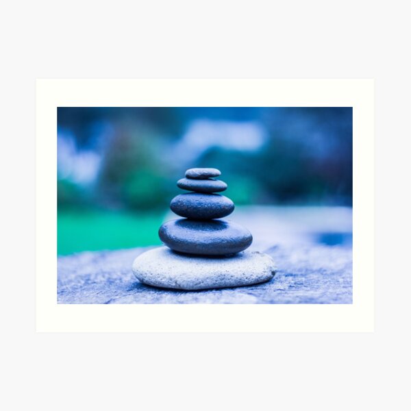 Zen stones blue Art Print