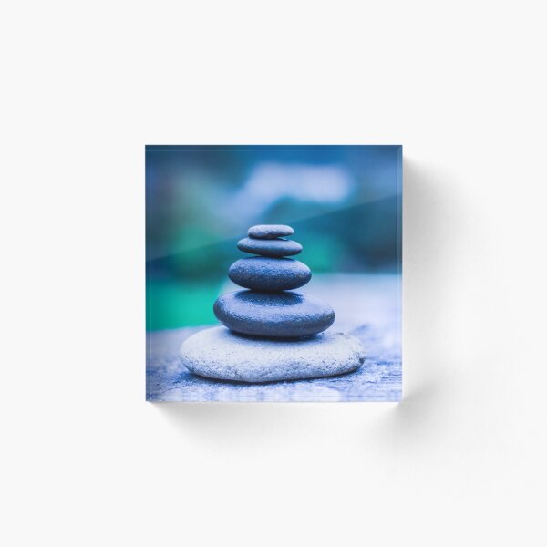 Zen stones blue Acrylic Block