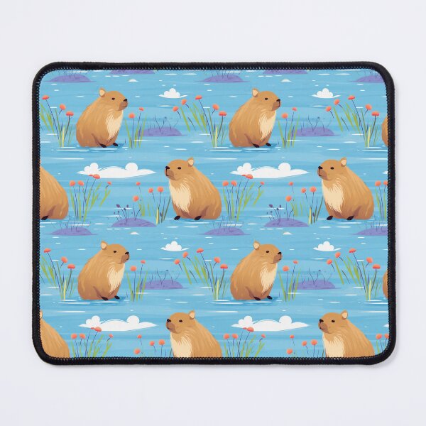 Item preview, Cute capybaras at the river and flowers designed and sold by pamelawille.