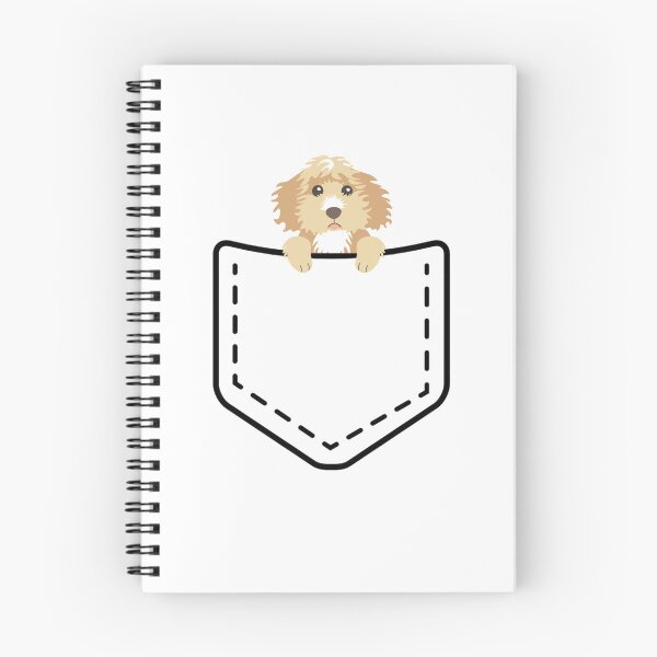 Item preview, labradoodle puppy peeking from fake pocket designed and sold by PERsonalthreads.