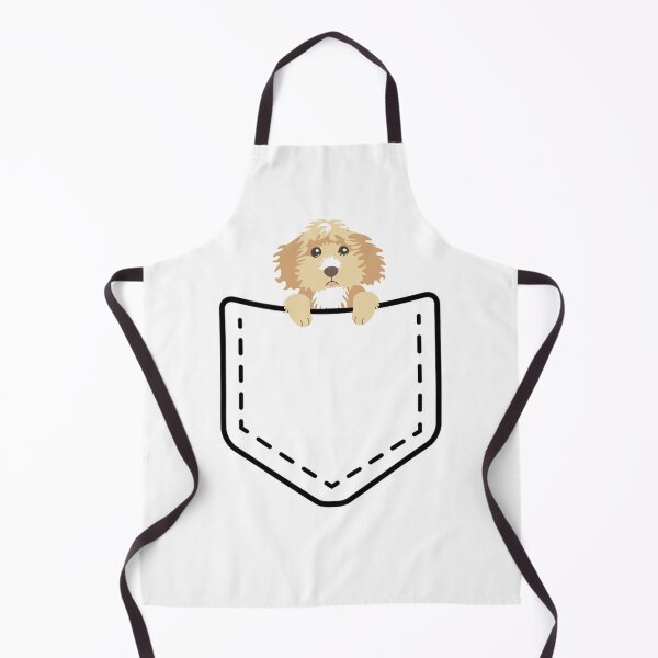 Item preview, labradoodle puppy peeking from fake pocket designed and sold by PERsonalthreads.