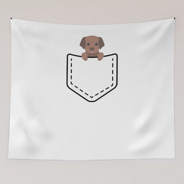 Item preview, labradoodle puppy peeking from fake pocket designed and sold by PERsonalthreads.