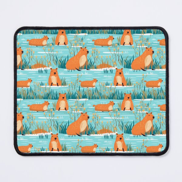 Item preview, Cute capybaras at the river and flowers designed and sold by pamelawille.