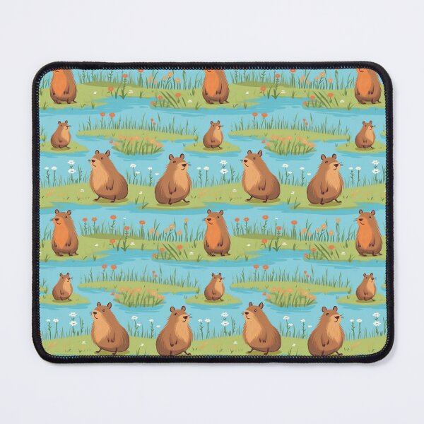 Item preview, Cute capybaras at the river and flowers designed and sold by pamelawille.