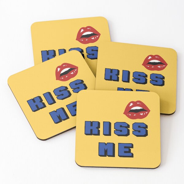 Item preview, KISS ME blue text with sexy female lips designed and sold by Martapp.