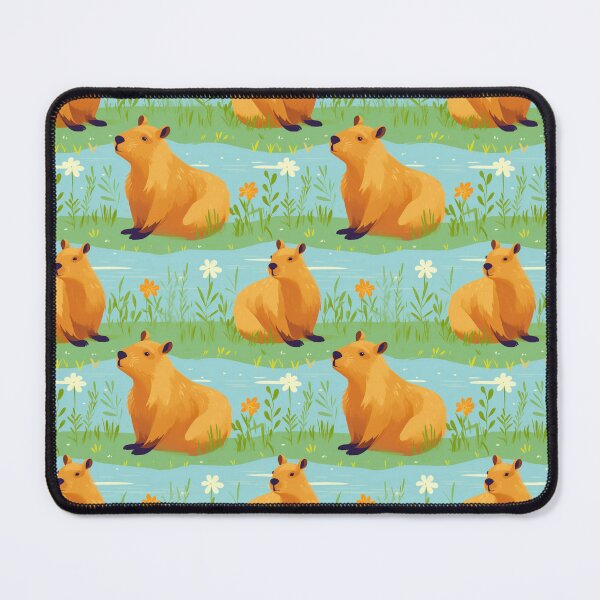 Item preview, Cute capybaras at the river and flowers designed and sold by pamelawille.