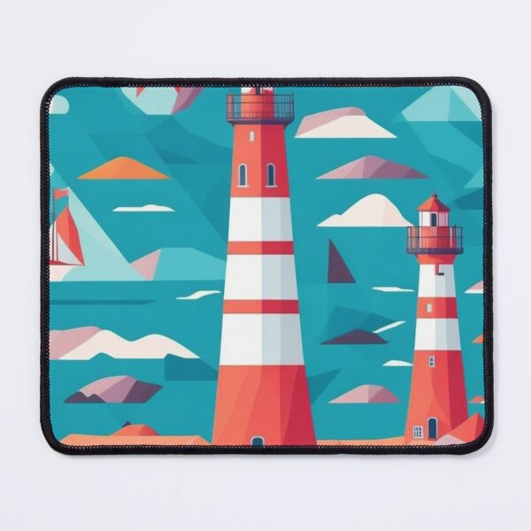 Item preview, Simple Colorful Lighthouse Pattern Design Print designed and sold by randomtdesigns.