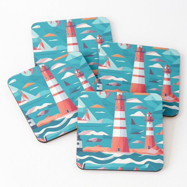 Item preview, Simple Colorful Lighthouse Pattern Design Print designed and sold by randomtdesigns.