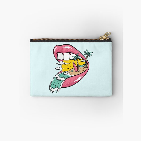 Artikelvorschau, tropische Strandlippen im Retro-Stil der 80er Jahre, Surfen, Meer, Palmen entworfen und verkauft von PngParty.
