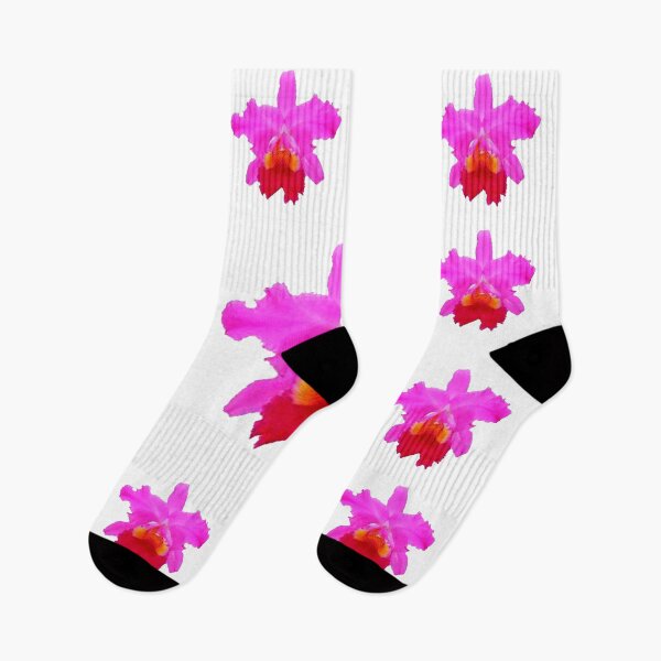 Item preview, AWESOME TROPICAL FUSHSIA-PINK ORCHID FLOWER PATTERNS WHITE ART designed and sold by sharlesart.