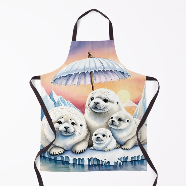 Item preview, Seal Family shielding from the Sun with a Parasol due to Climate Change designed and sold by DreamyEscapism.