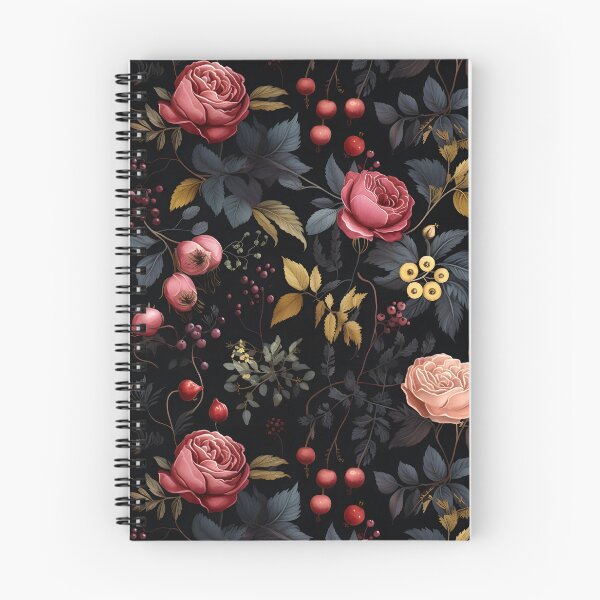 Aperçu de l'œuvre Motif de roses roses et de baies violettes et jaunes créée et vendue par SpDesignsC.