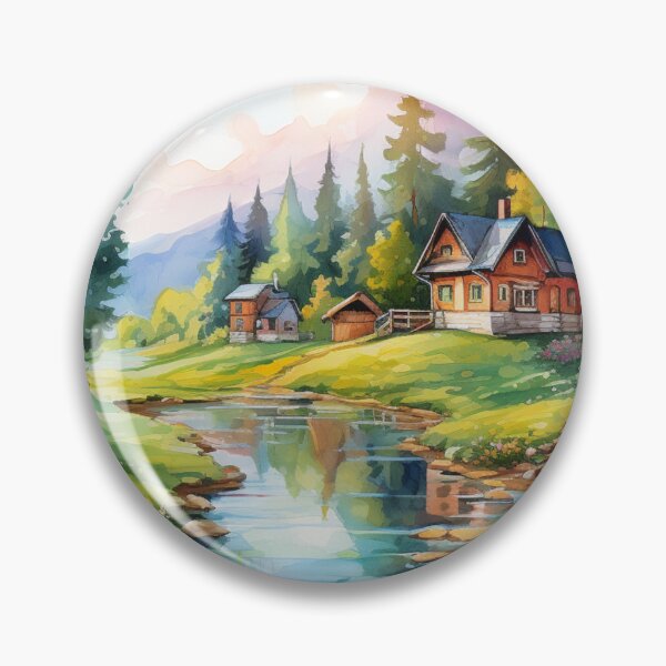 Item preview, Tranquil Haven Cottage by a Forest Stream designed and sold by MyMerryMary.