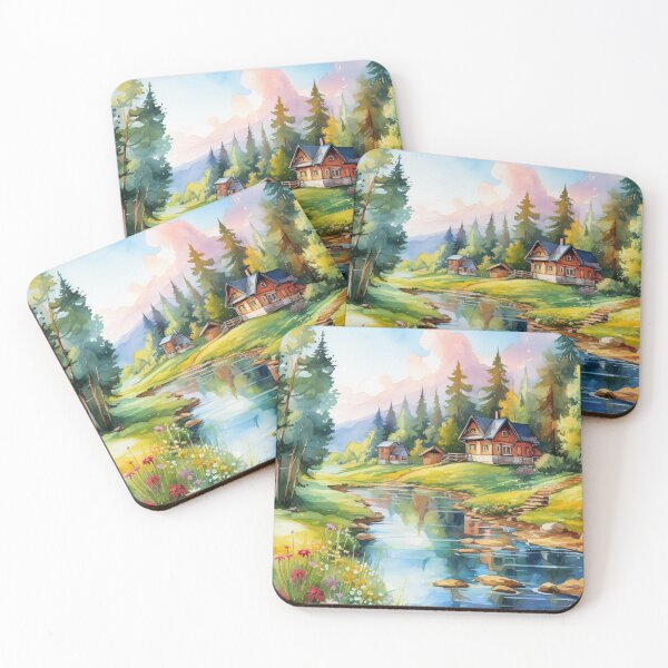 Item preview, Tranquil Haven Cottage by a Forest Stream designed and sold by MyMerryMary.